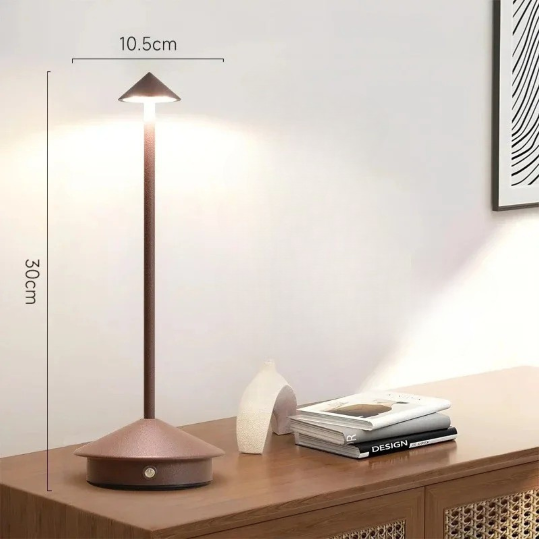 Modern Aluminium Cone LED Rechargeable Table Lamp With Stepless Dimming