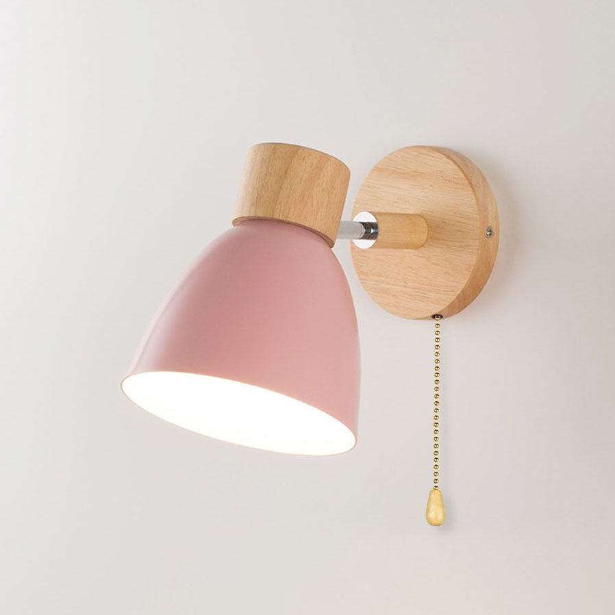 Minimalist Wooden Cone Wall Sconce LED Light With Conical Shade