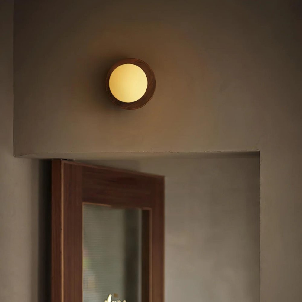 Nordic Natural Wood Wall Light LED Light With Globe Shade