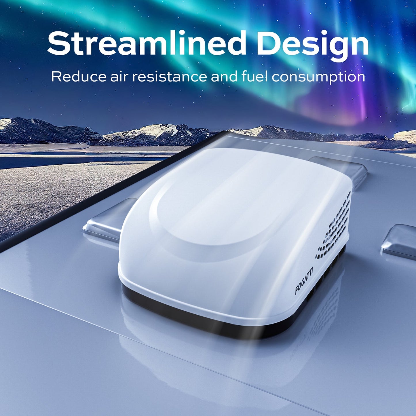 Fogatti InstaCool 15,000 BTU RV Rooftop Air Conditioner | Heat Strip | Replaceable Non-Ducted RV AC