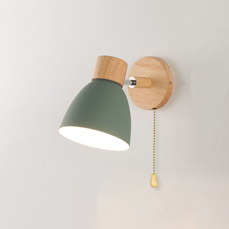 Minimalist Wooden Cone Wall Sconce LED Light With Conical Shade