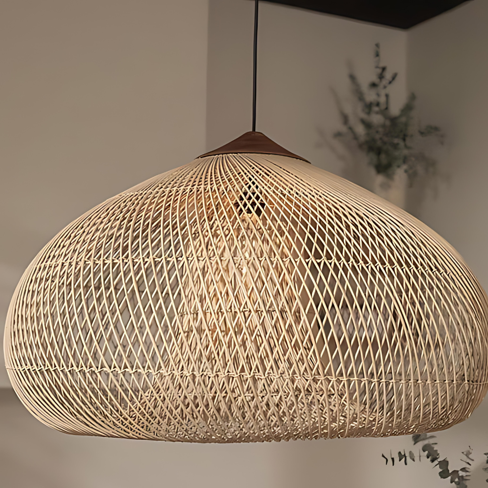 Handmade Rattan Pendant Lights With Woven Dome Shade