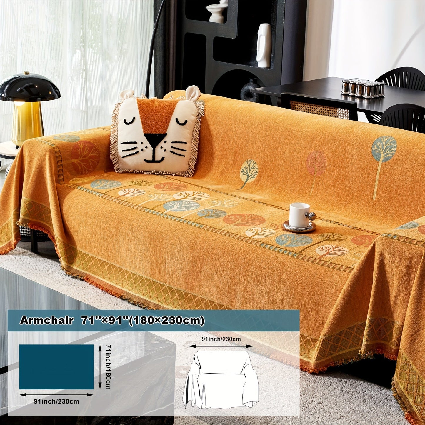 Bohemian Leaf Chenille Sofa Cover-6JTD