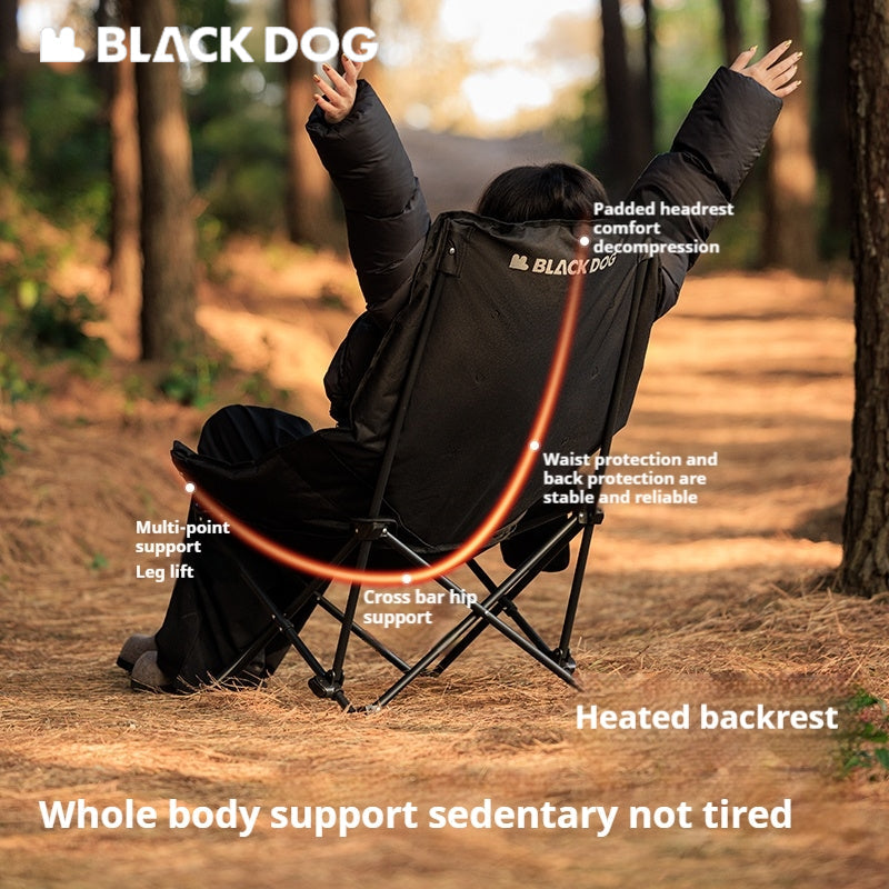 BLACKDOG Floating Moon Adjustable Recliner Folding Cotton Camping Lounge Moon Chair Carbon Steel Leisure Outdoor Fishing Picnic Thicken 600D Oxford Cloth