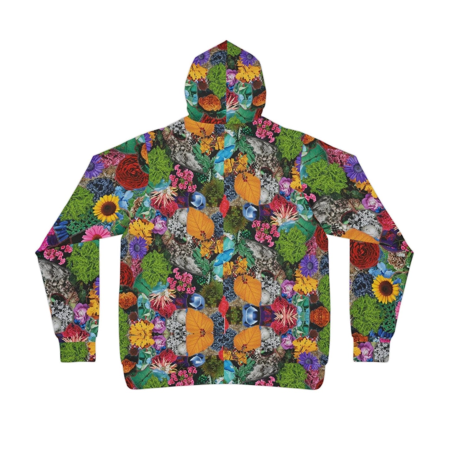 Maximalist Wildflower Botanical Athletic Hoodie for Fitness and Nature Lovers — High-Performance Floral AOP Sweatshirt, Spring Outdoor Gym Statement