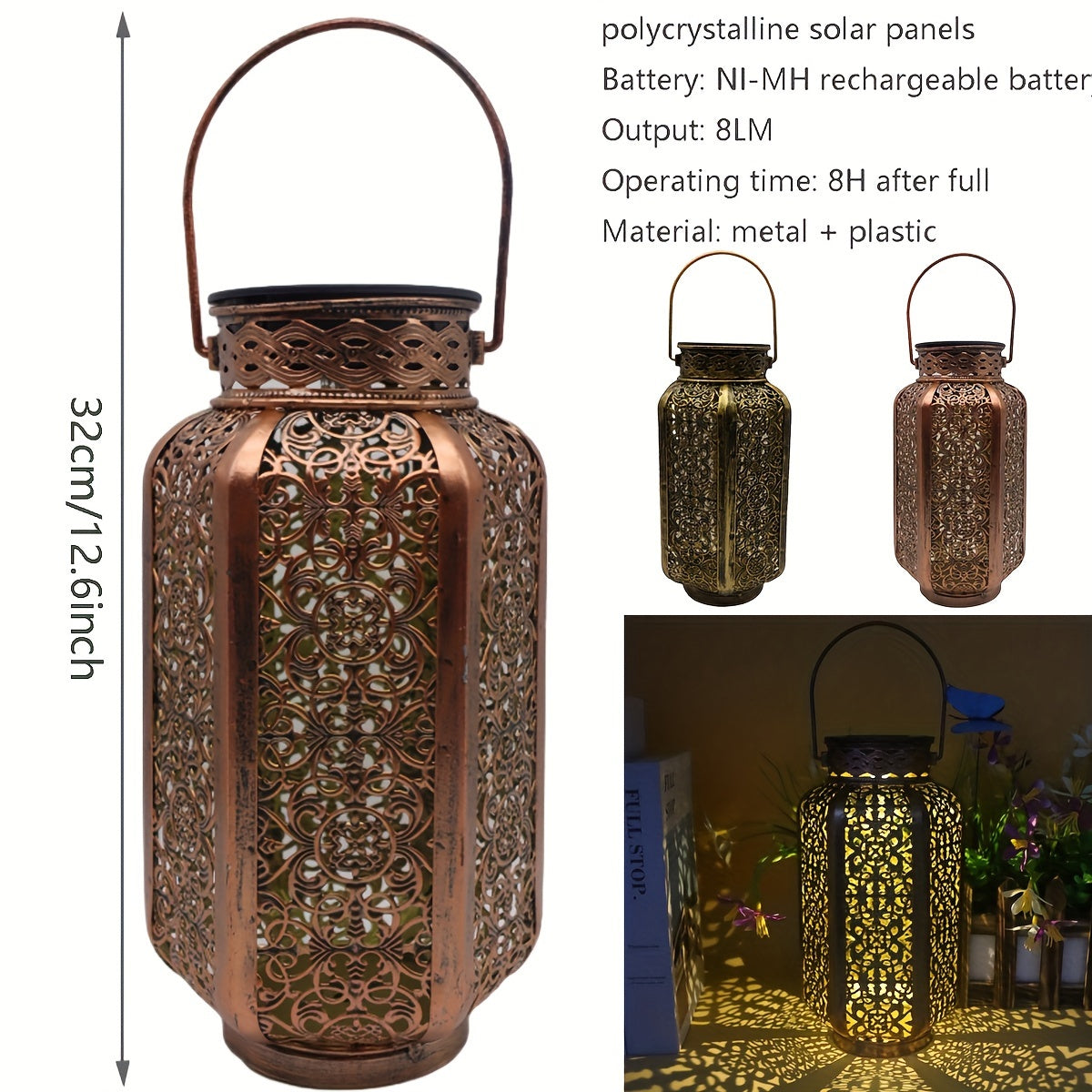 Solar Iron Lantern Versatile Outdoor Decor-CLOG