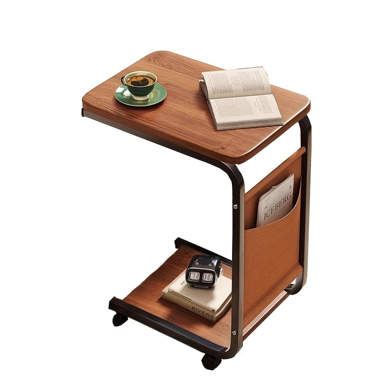 Modern Mobile Side Table with Wheels, Metal Frame TJR8M5D