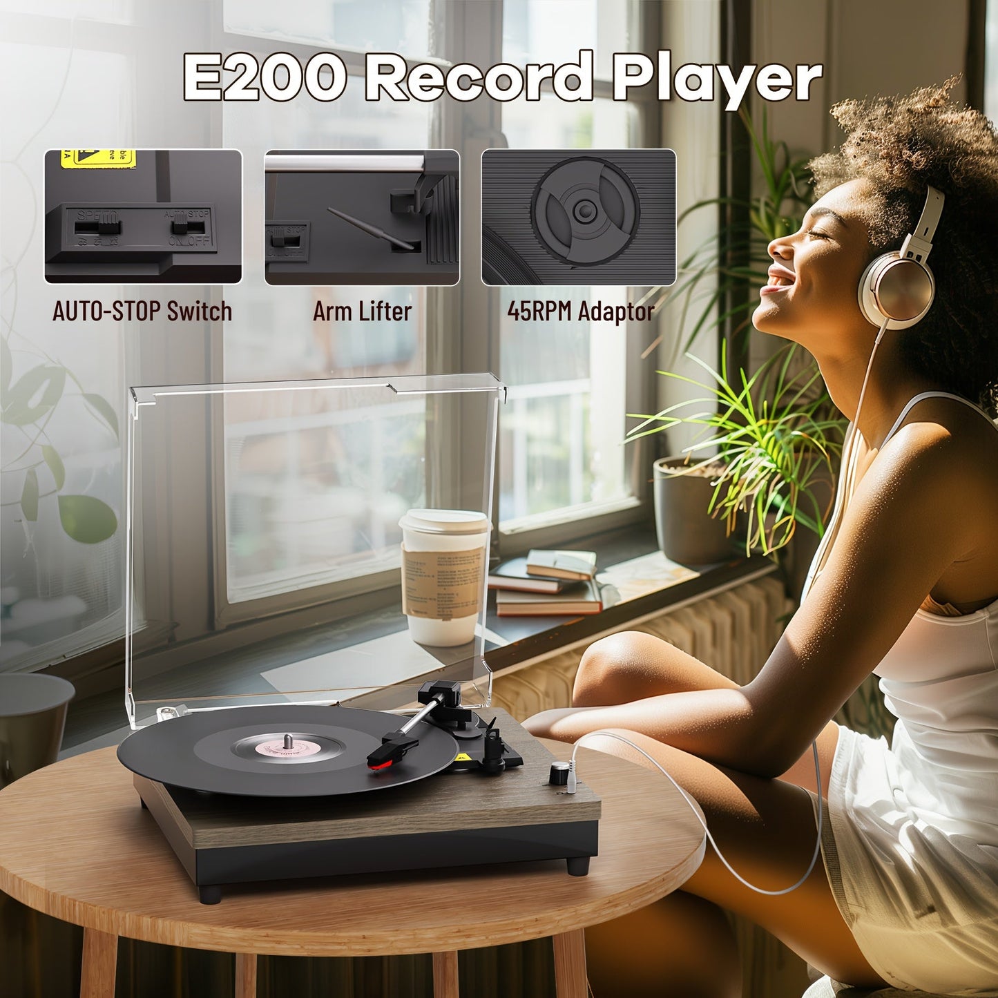 EUMAIO E200 Turntable Record Player- HMT17RP