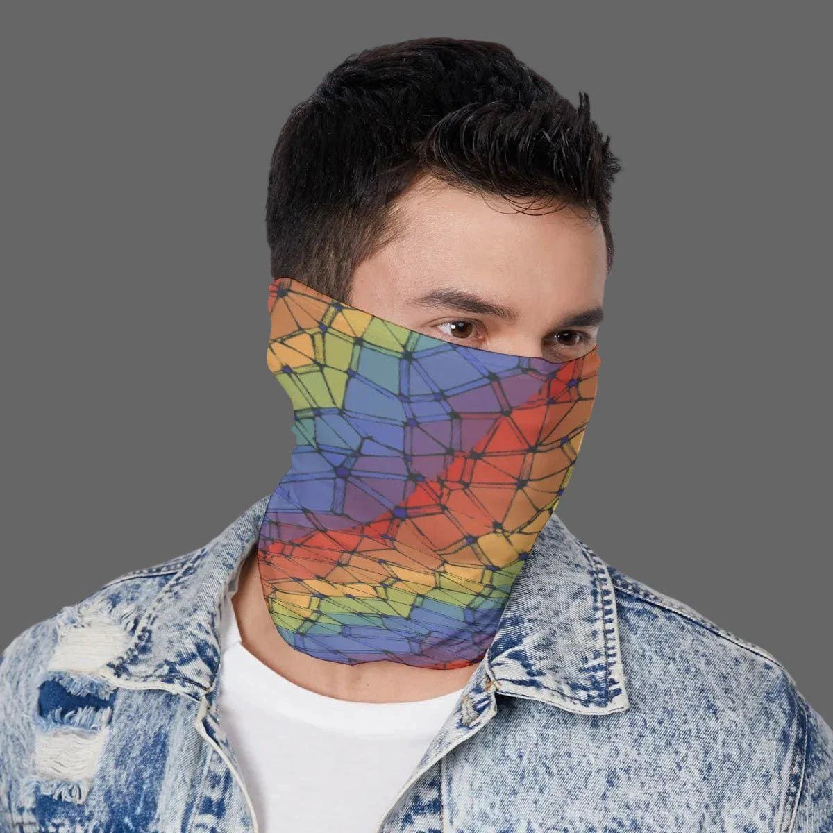 Trippy Vibrational Neck Gaiter - Psychedelic Dust Mask for Burning Man, Snowboarding & Festival Protection