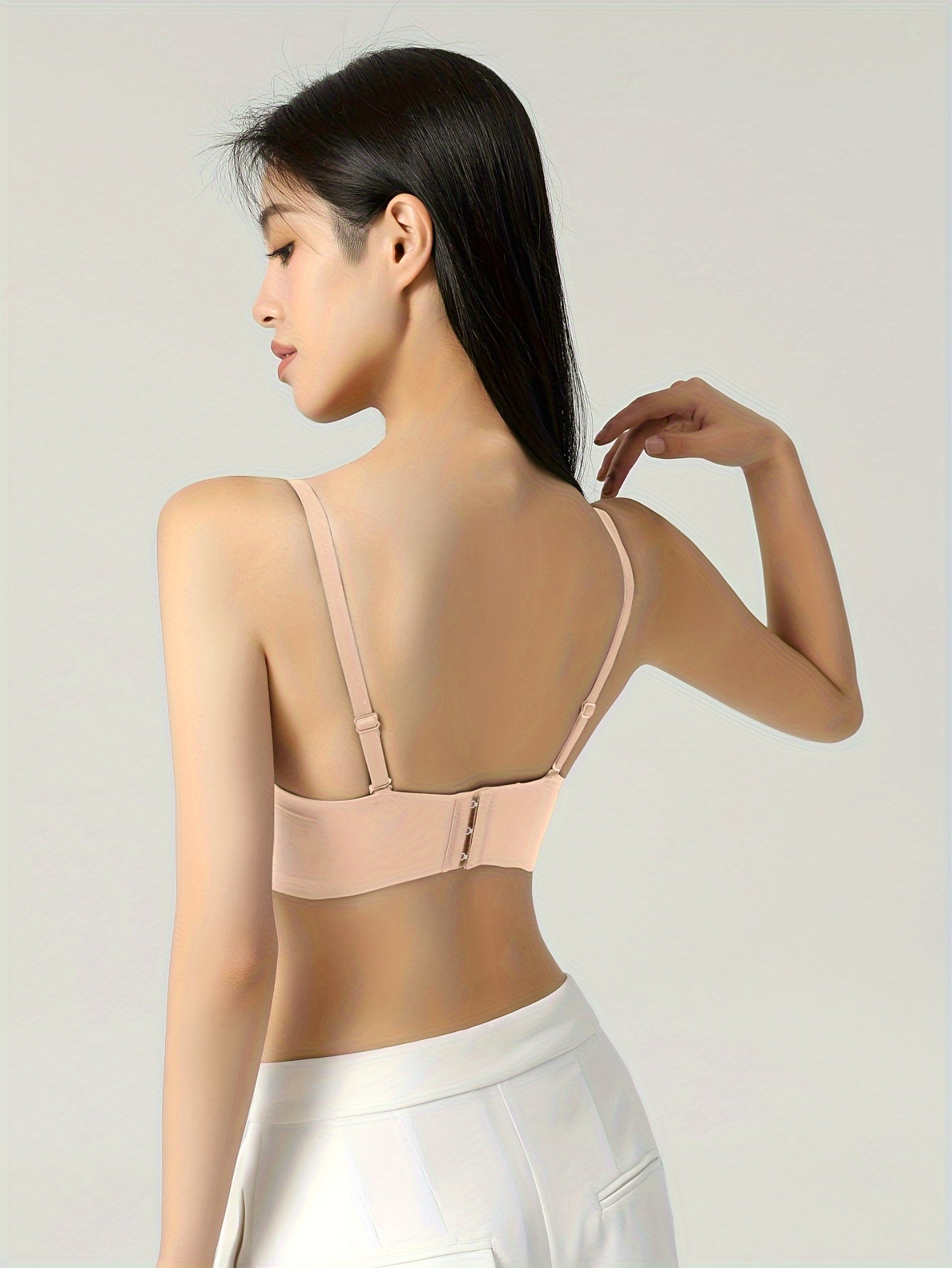 Elegant Solid Color Wireless Push-Up Bra, Polyamide TJR4M7B