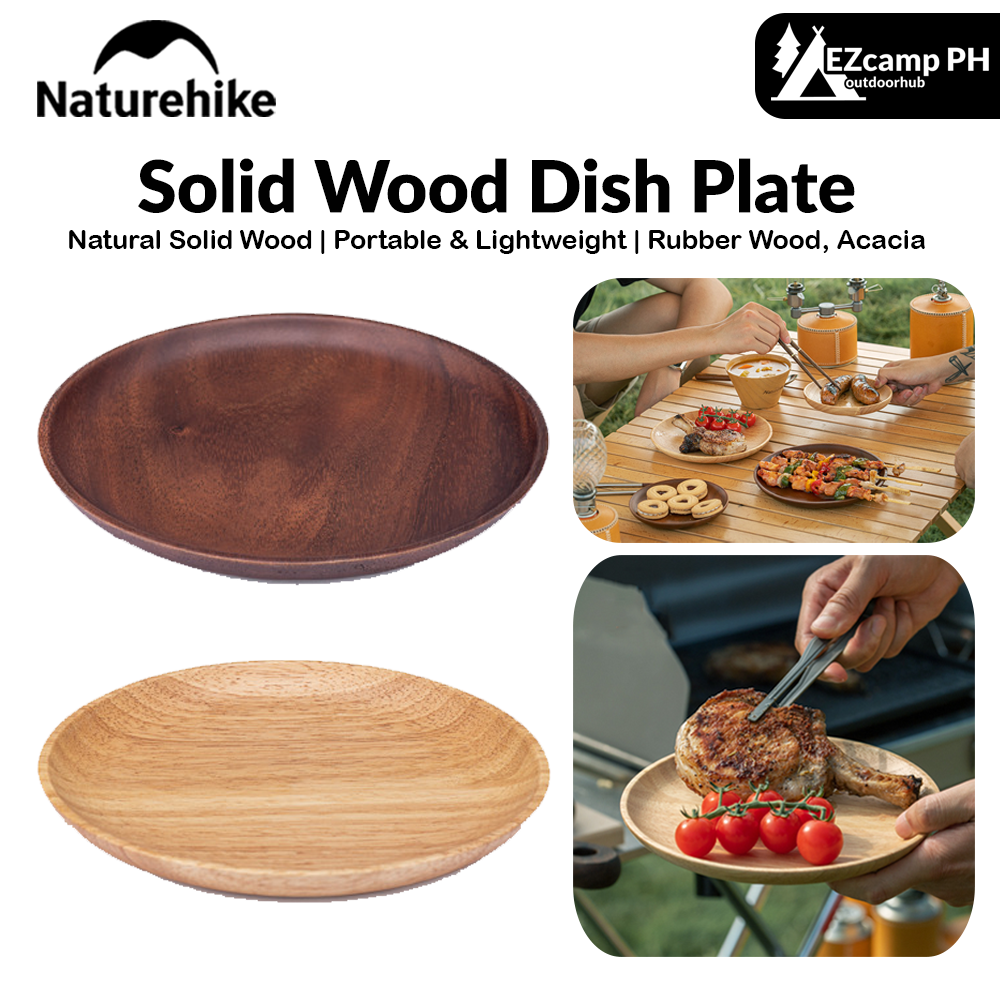 Naturehike Solid Wood Dish Plate Outdoor Camping Plate Wooden Round Pan Fruit Dishes Saucer Tea Tray Dessert Dinner Plate Food Container Tableware