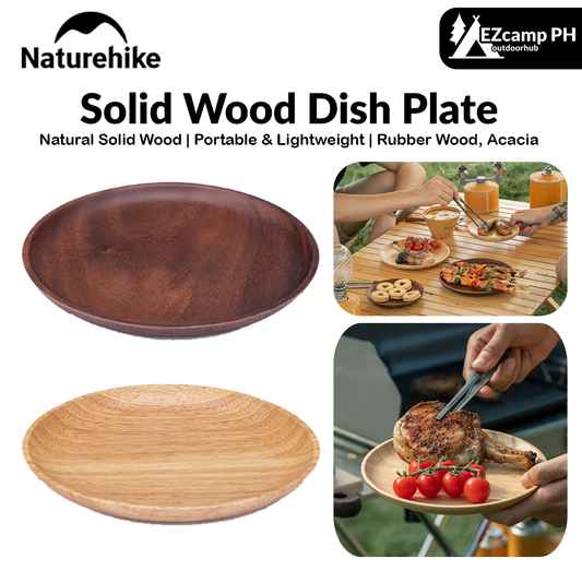 Naturehike Solid Wood Dish Plate Outdoor Camping Plate Wooden Round Pan Fruit Dishes Saucer Tea Tray Dessert Dinner Plate Food Container Tableware