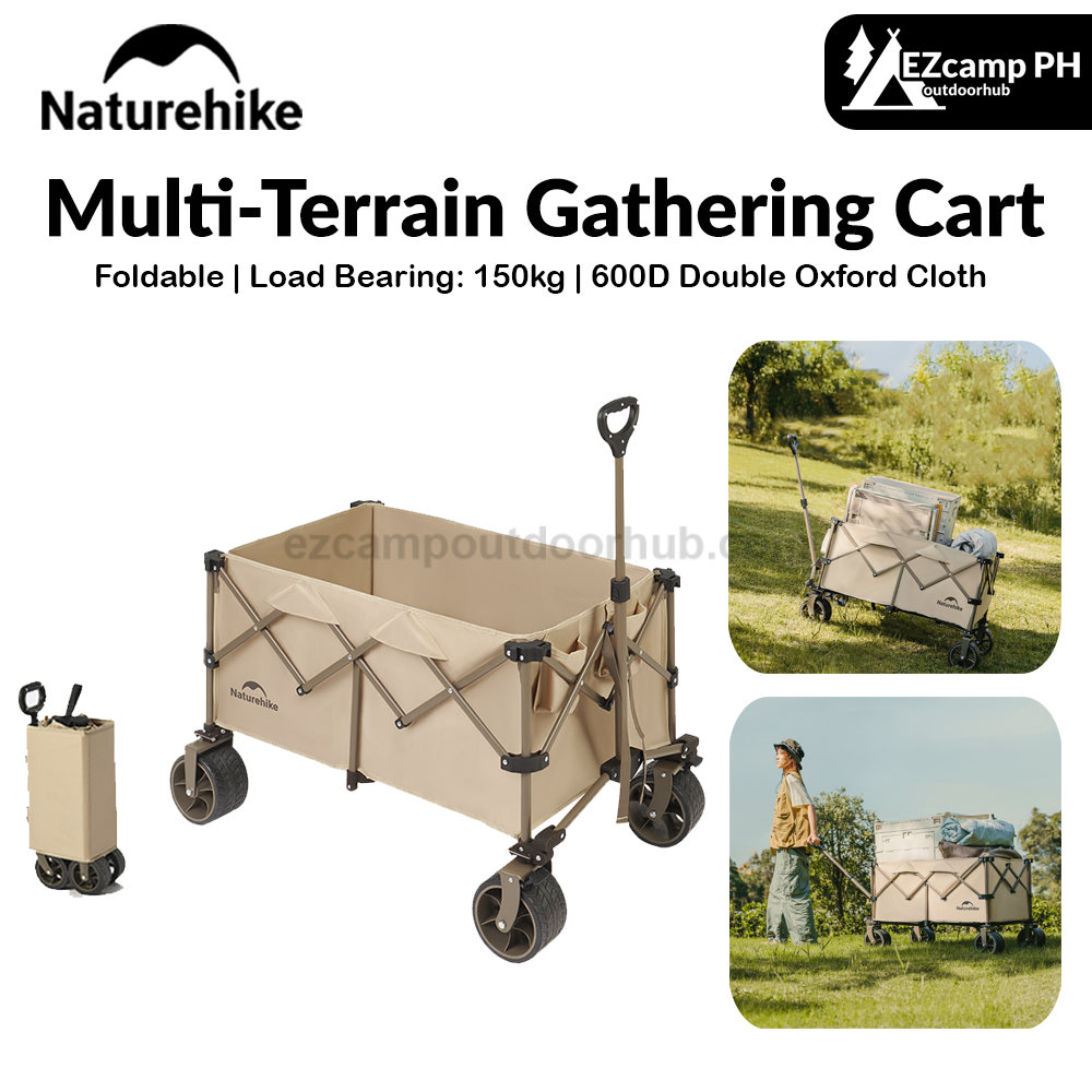 Naturehike Multi-Terrain Gathering Cart Multifunction Foldable Camping Trolley Large Capacity Outdoor Cart Wagon Collapsible 360°