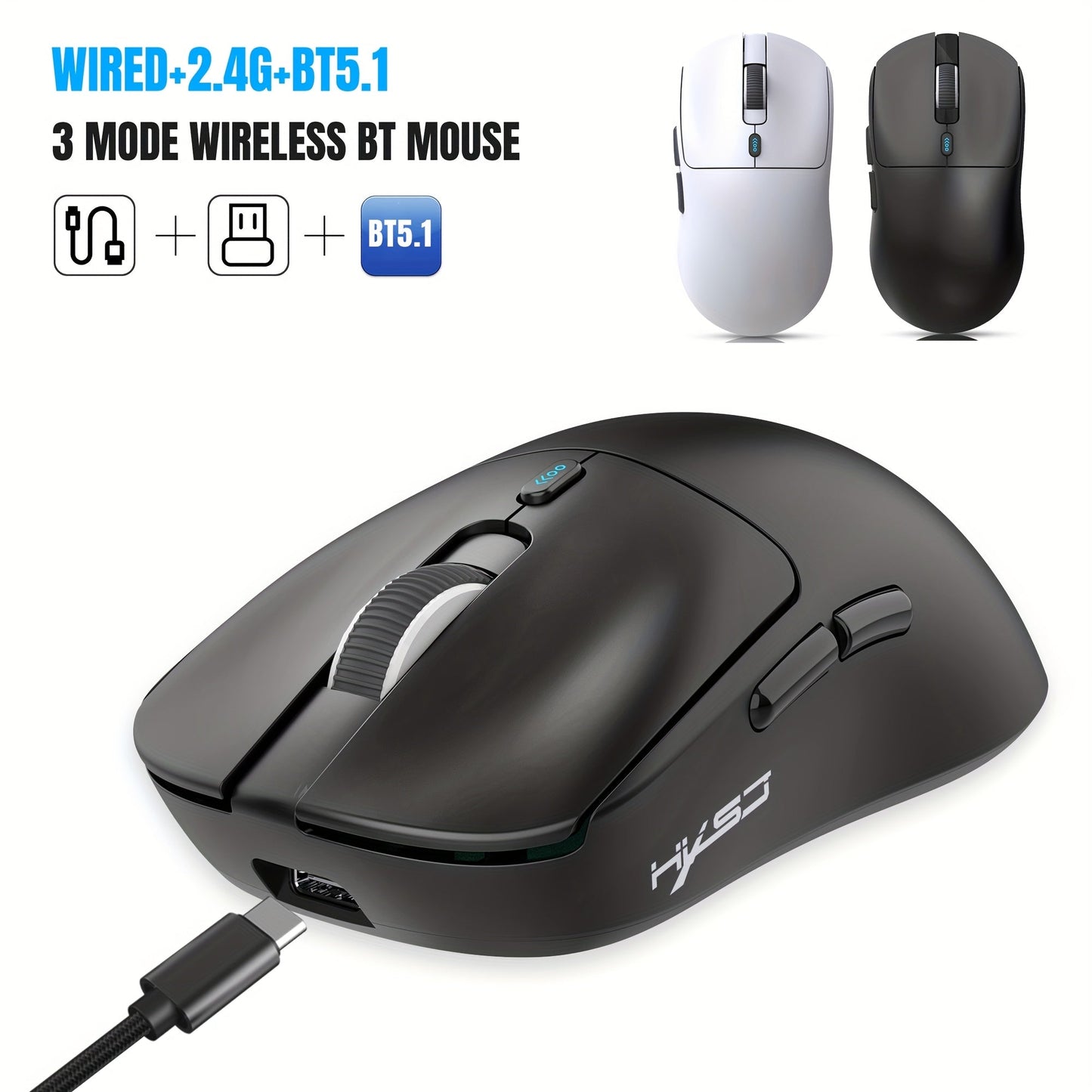New 2025 Three Mode Gaming Mouse, 12000cpi Adjustable TJR2C9K