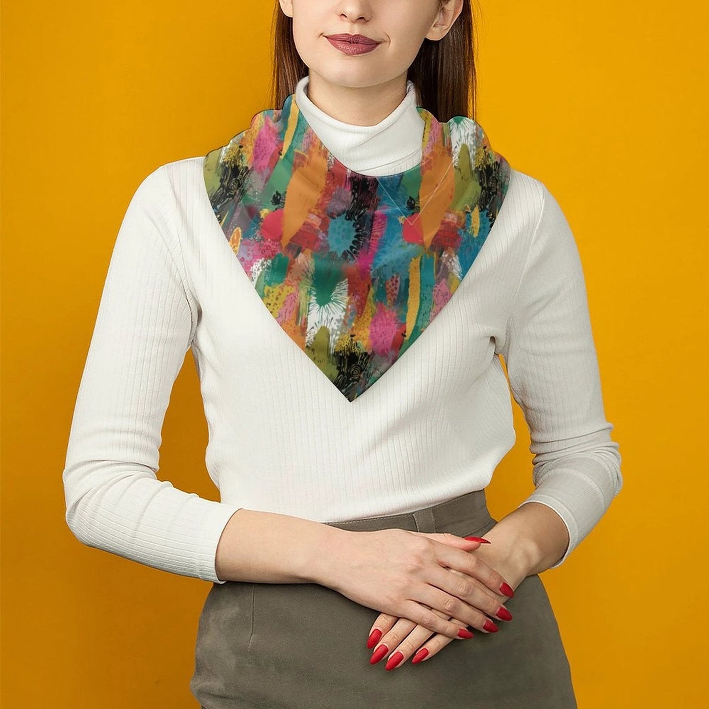Square Printed Scarves with Skin-friendly Imitated Silk