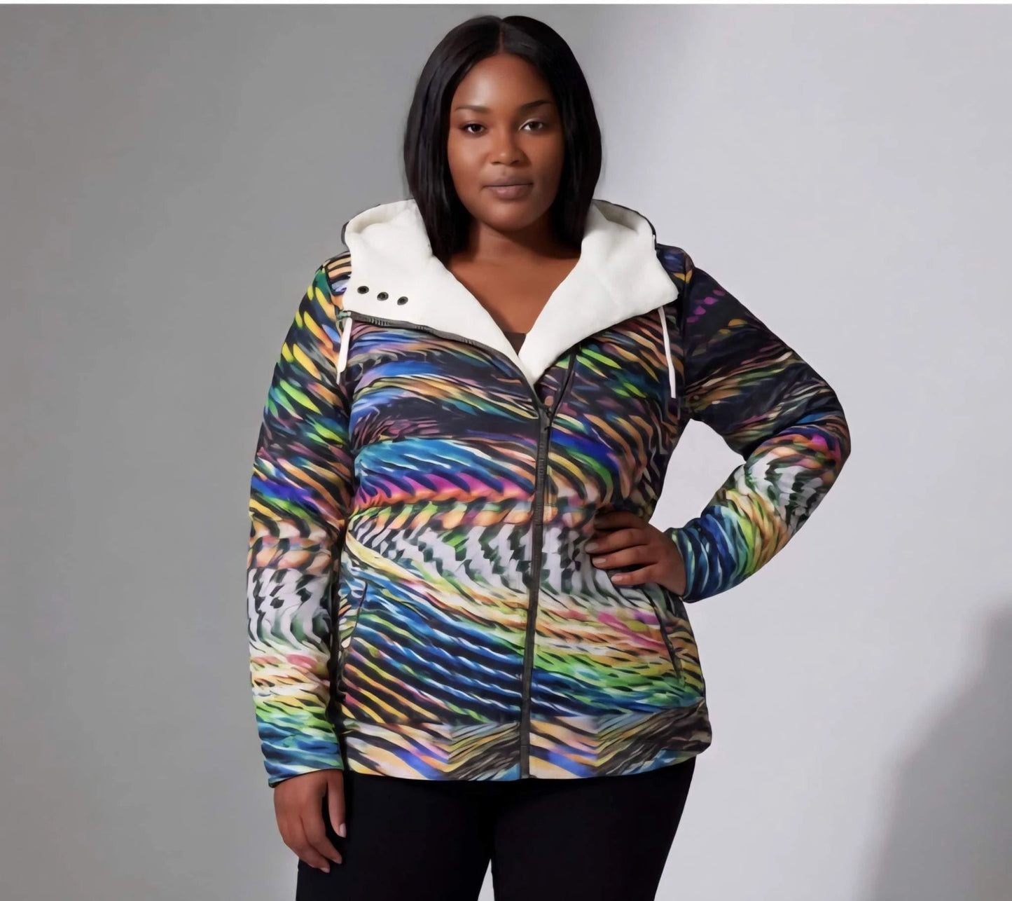 Neon Snow Hoodie for Cold-Weather Maximalists — Psychedelic Winter AOP, Recycled Polyester Eco Hoodie, Ski Lodge Statement