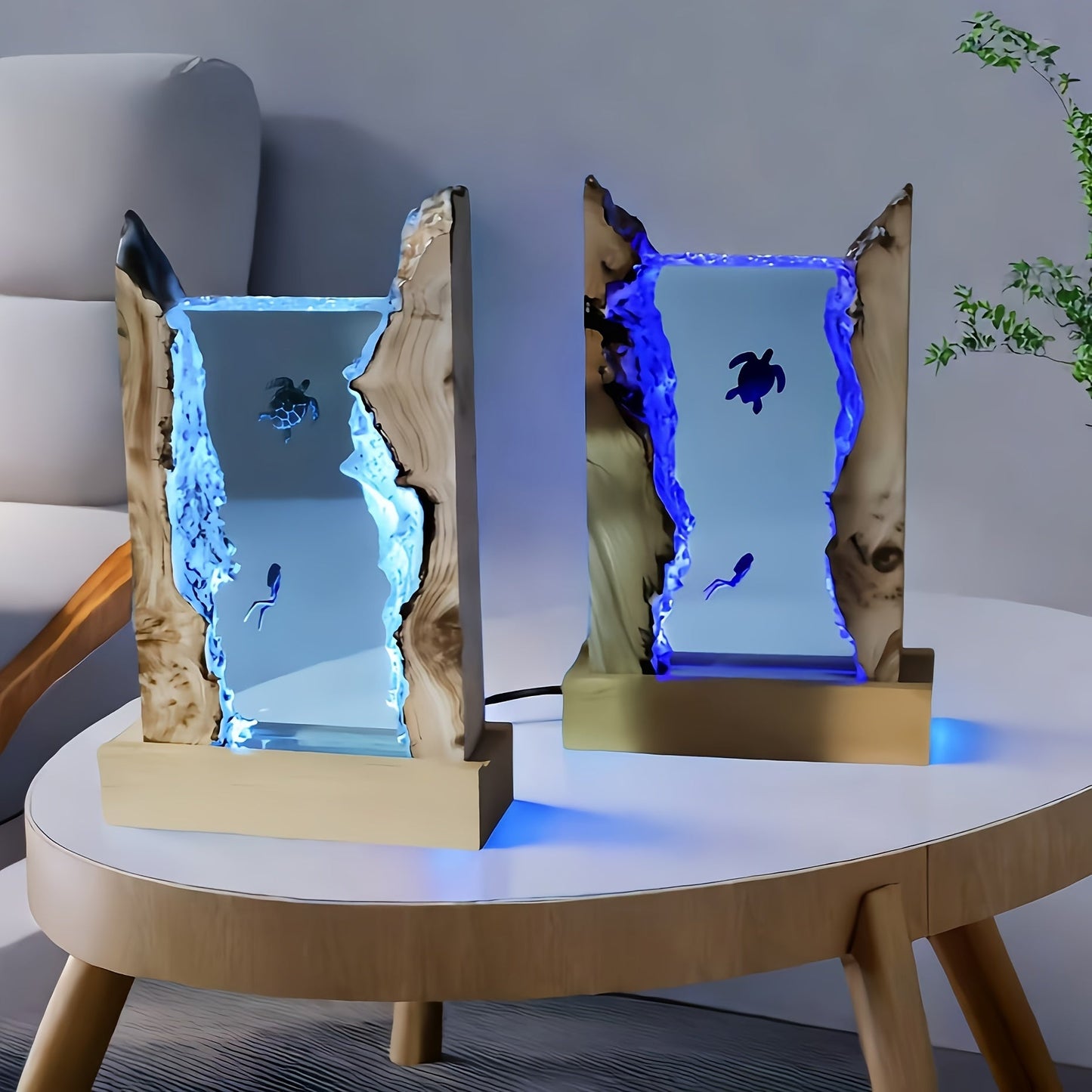 Resin Turtle Diver LED Lamp- HMT24TR