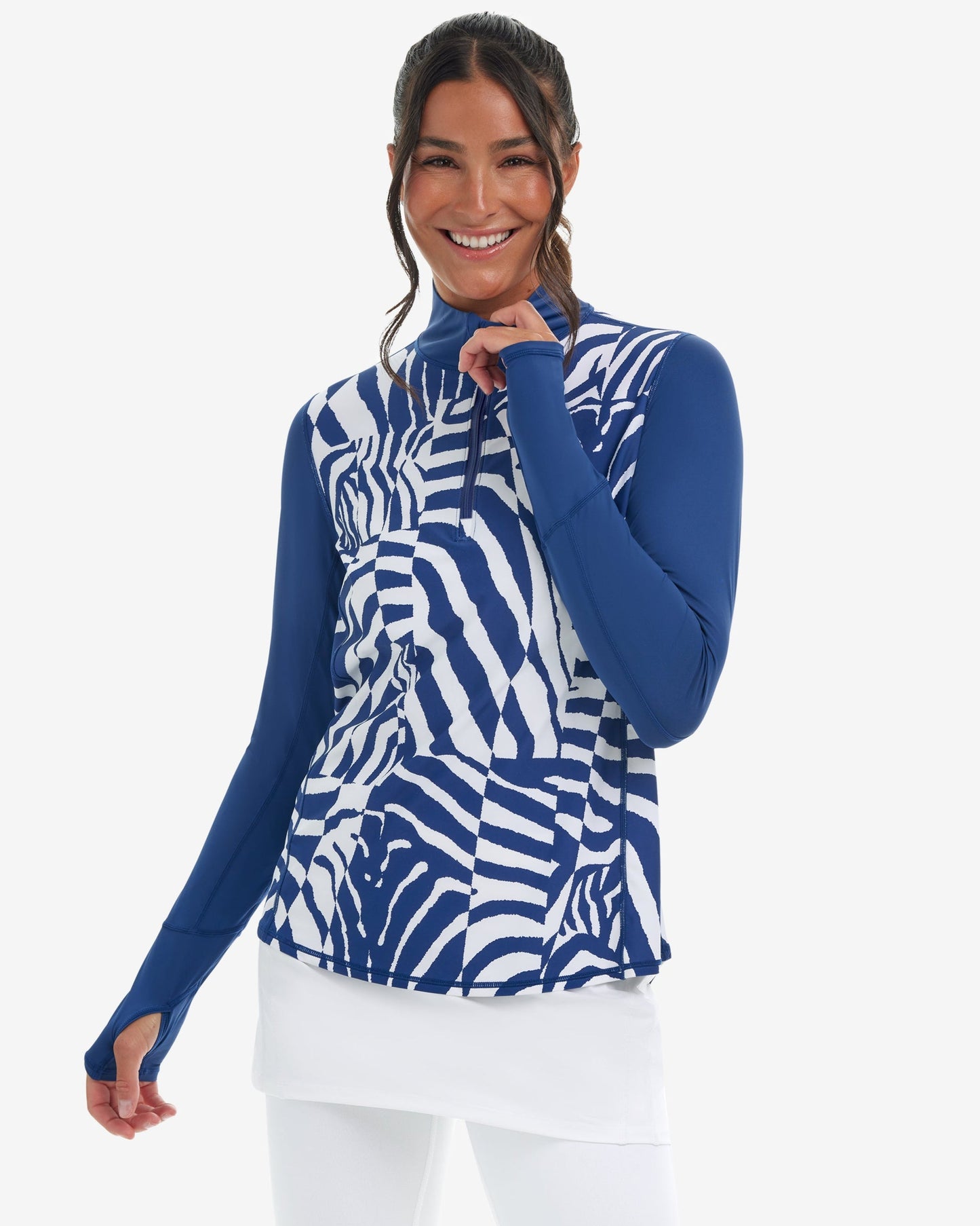 BLOQUV x JANTZEN - WOMEN'S RELAXED MOCK ZIP TOP (3002J)