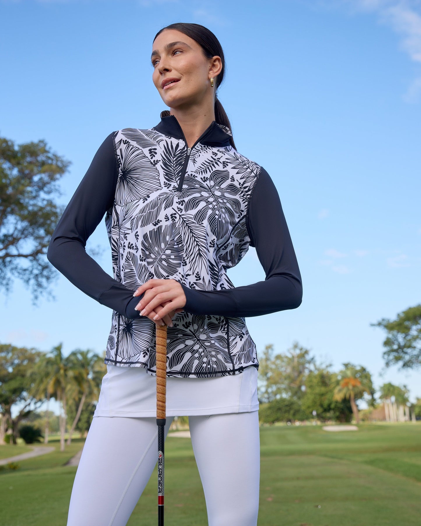 BLOQUV x JANTZEN - WOMEN'S RELAXED MOCK ZIP TOP (3002J)