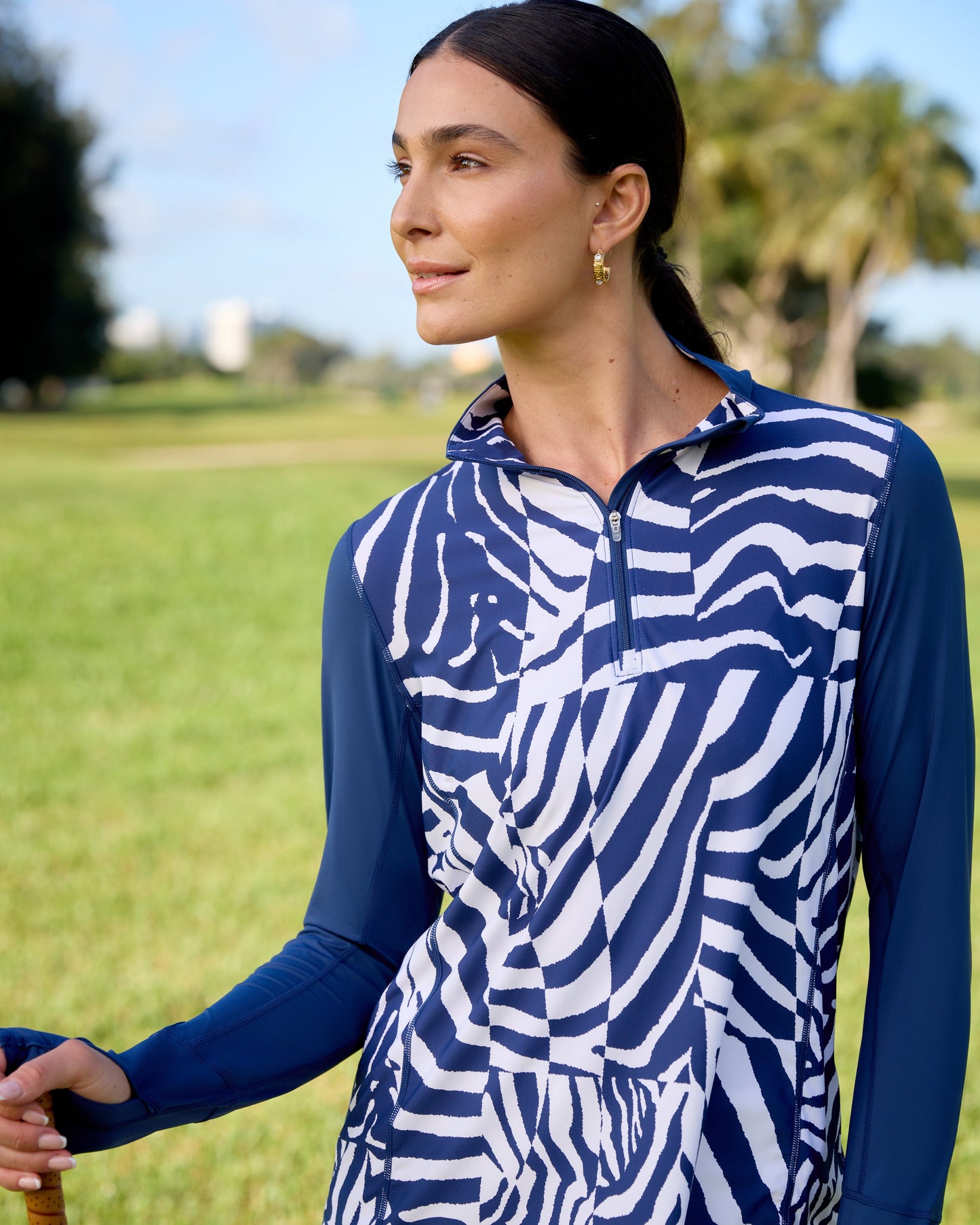 BLOQUV x JANTZEN - WOMEN'S RELAXED MOCK ZIP TOP (3002J)