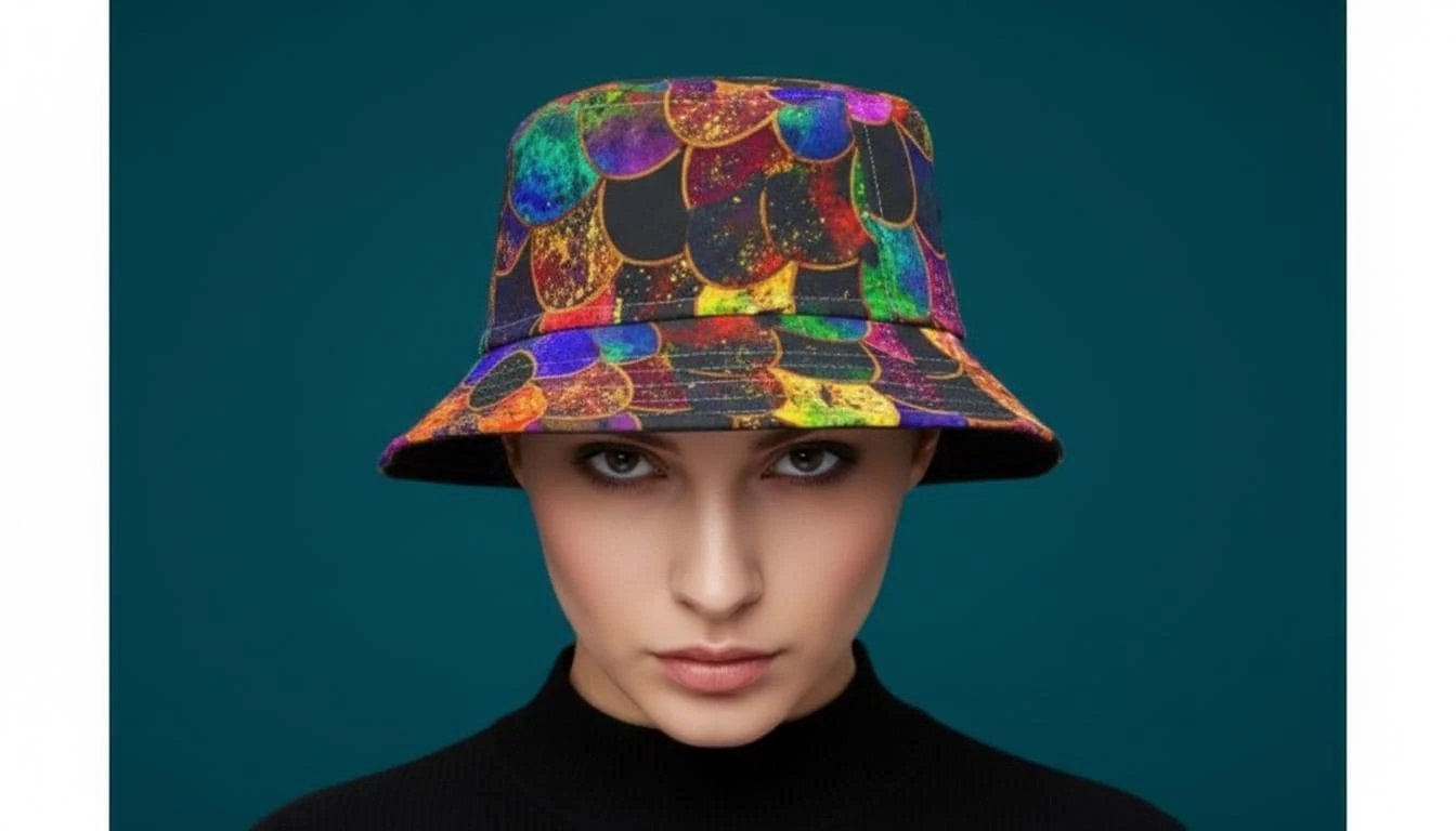 Maximalist Zany-Stitch AOP Bucket Hat for Eccentric Sun-Seekers — Bold USA-Made Print, Color Pop Festival Headwear