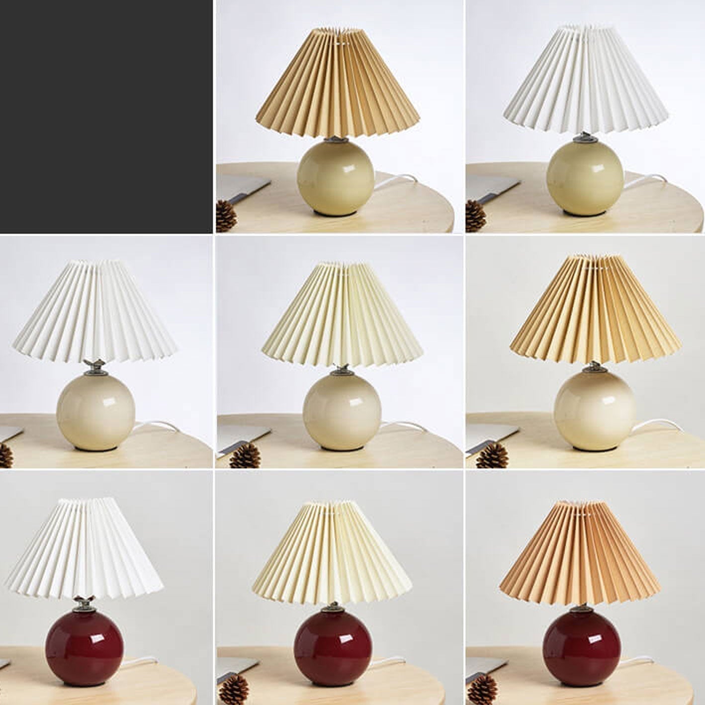 Nordic Ceramic Table Lamp With Pleated Fabric Shade