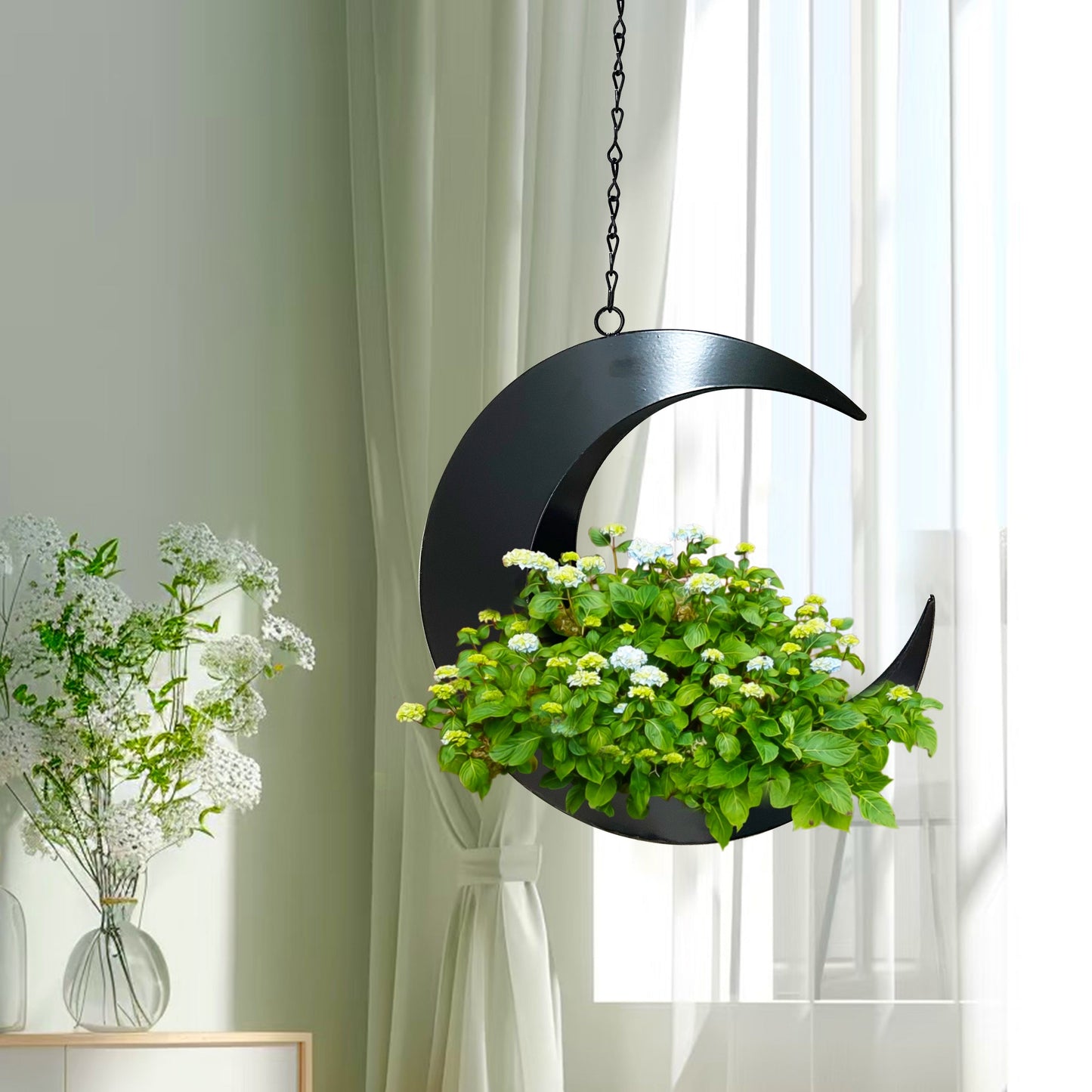 Gothic Rose & Moon Wrought Iron Door Hanging Garland TJR9P2M