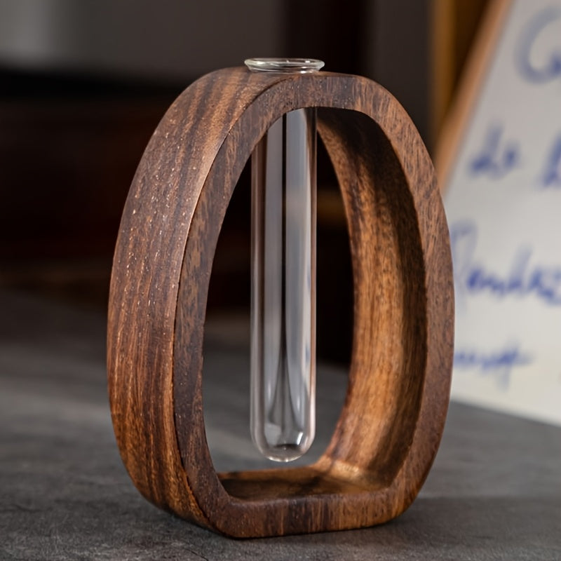 Walnut Geometric Art Vase for Hydroponic Plants TJR5M8P