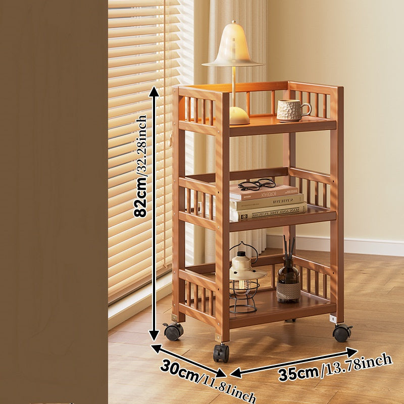 Versatile Wooden Storage Cart with Wheels - M7YB