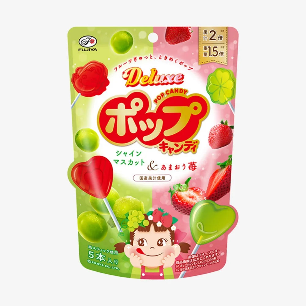 FUJIYA POP Lollipops Strawberry & Muscat Flavor