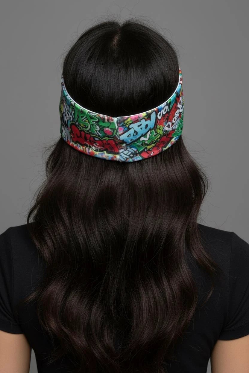 Graffiti Street Art AOP Sports Headband for Urban Fitness Dressers — Sweat-Wicking Bold Print, Gym Peloton HIIT Activewear Accessory