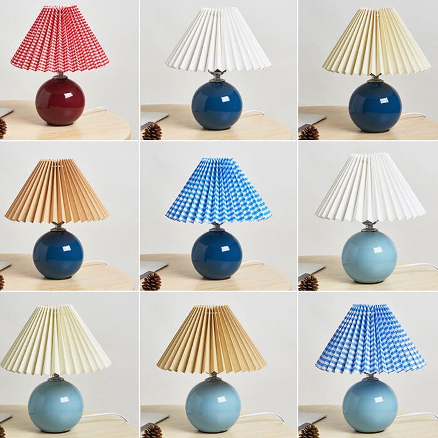 Nordic Ceramic Table Lamp With Pleated Fabric Shade