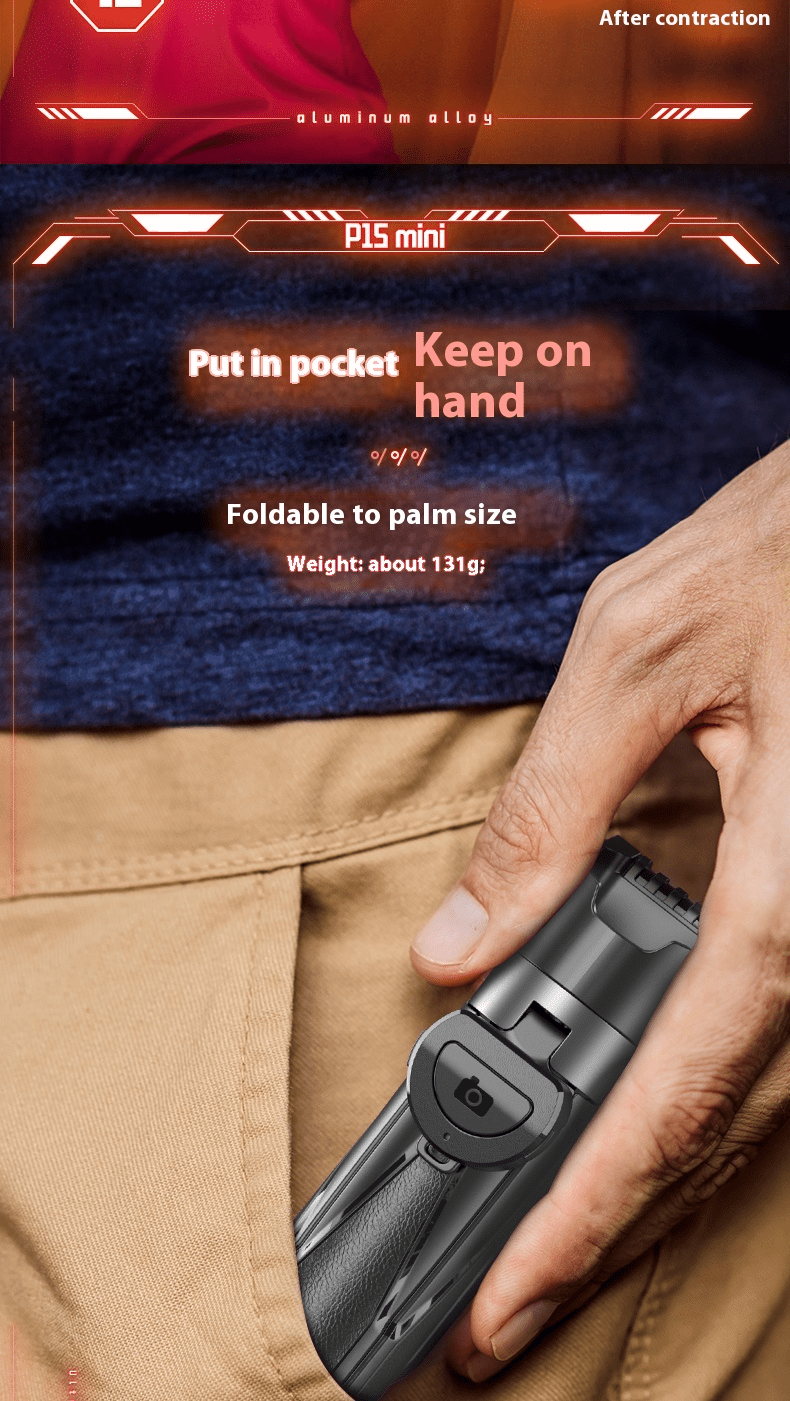 Wireless Selfie Stick with Handle Assistant, 3-in-1 Extendable Phone Holder - HMTA0M2