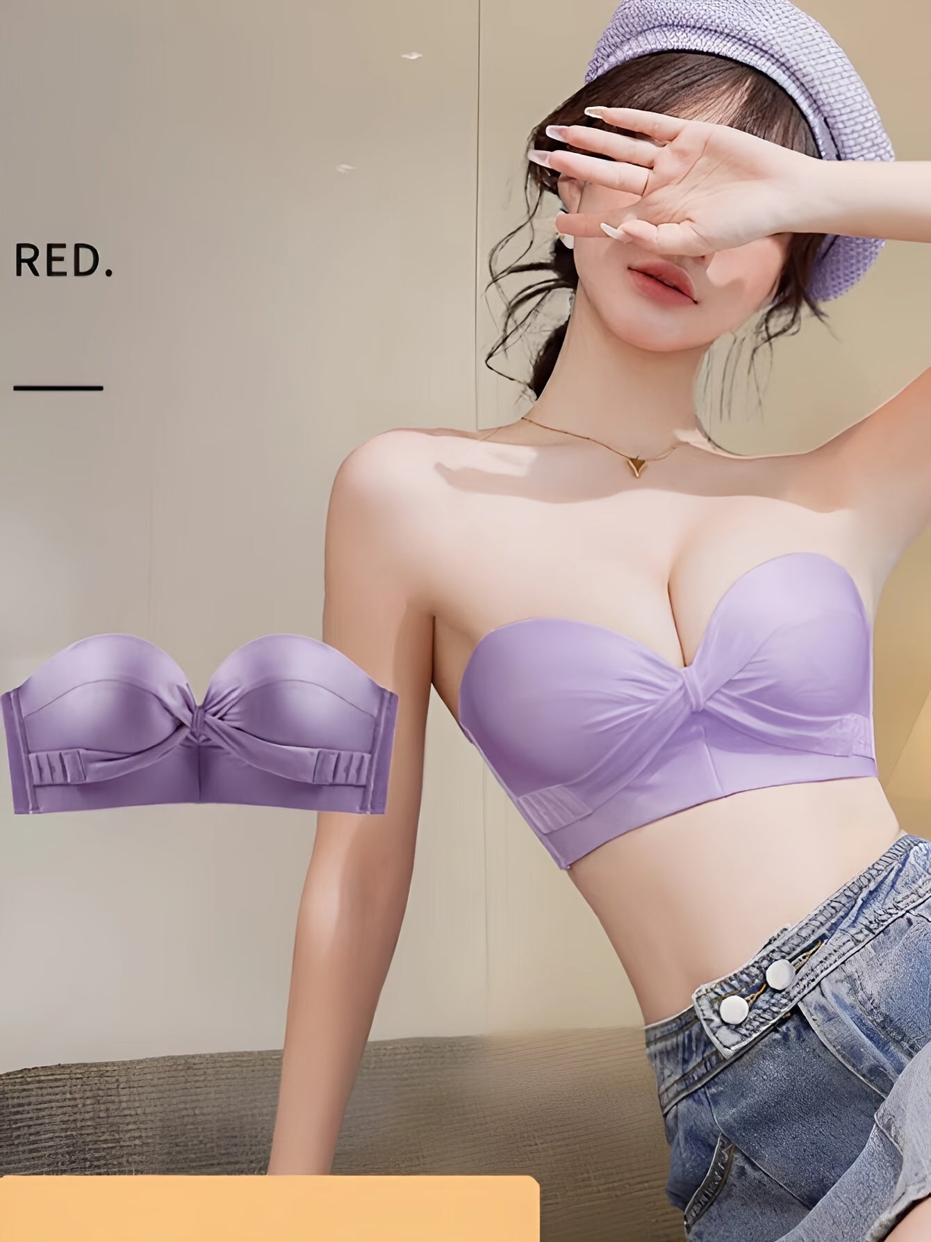 Seamless Strapless Bandeau Bra, Push-Up, Non-Slip TJR3P9X