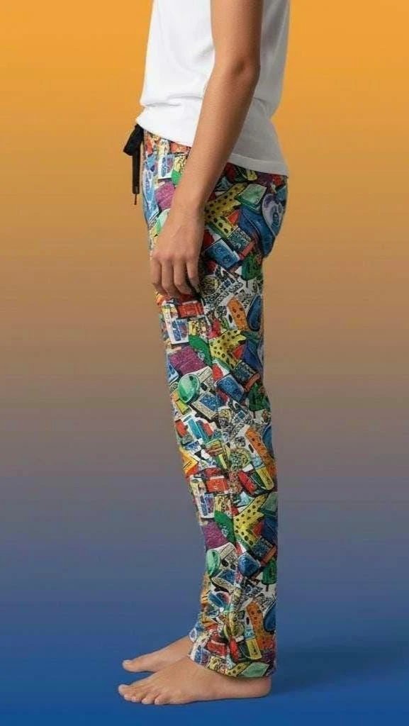 Nostalgia-Core Pajama Pants for 90s Music Lovers — Mixtape AOP Lounge Bottoms, Retro Cassette Print Sleepwear, Vintage Vibes Loungewear