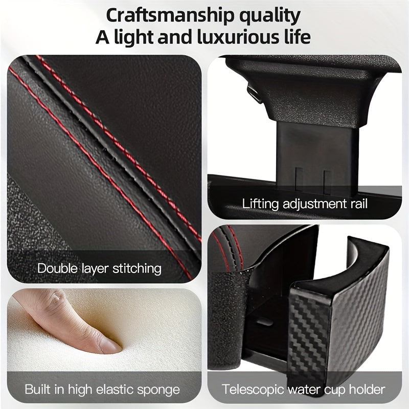 DERANFU PU Leather Car Armrest with Hidden Cup Holder TJR5B2P