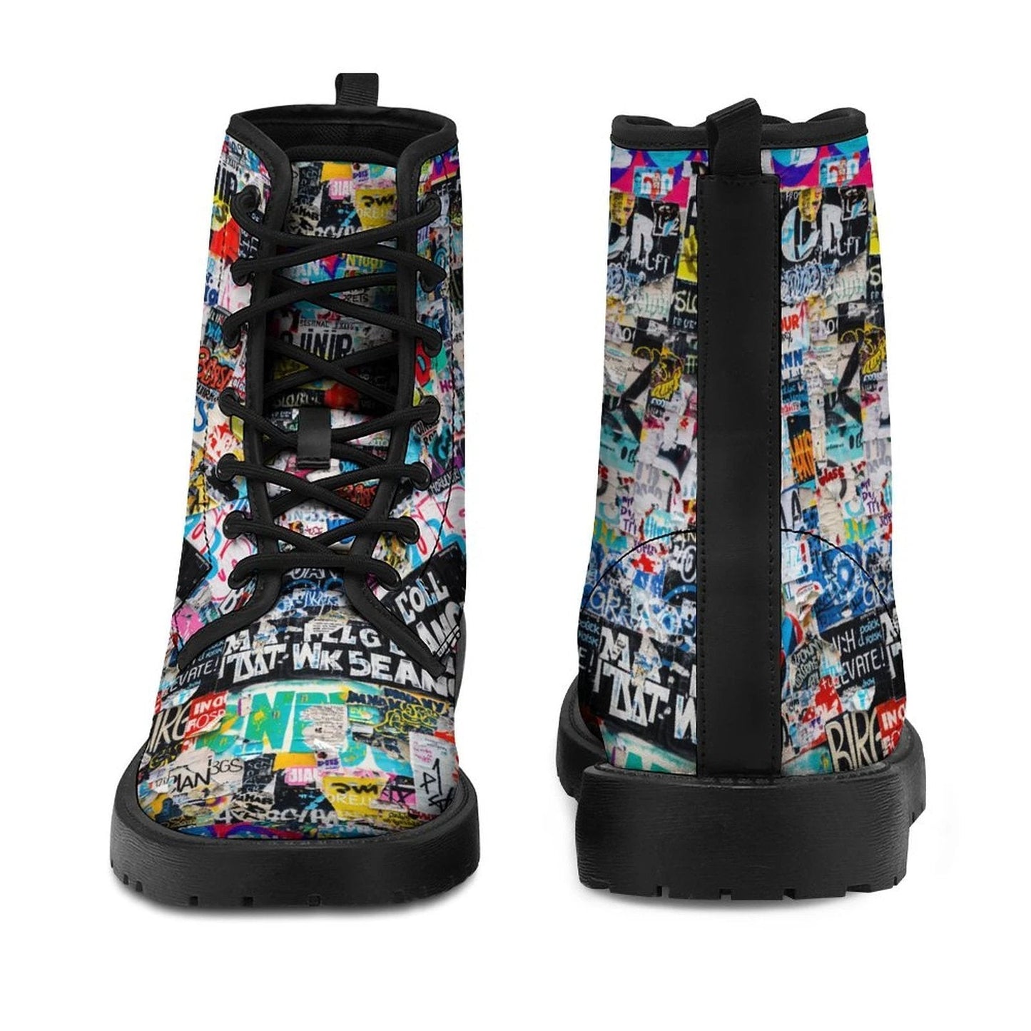 Urban Graffiti Combat Boots – All-Over Print Martin Boots – Maximalist Street Art Footwear