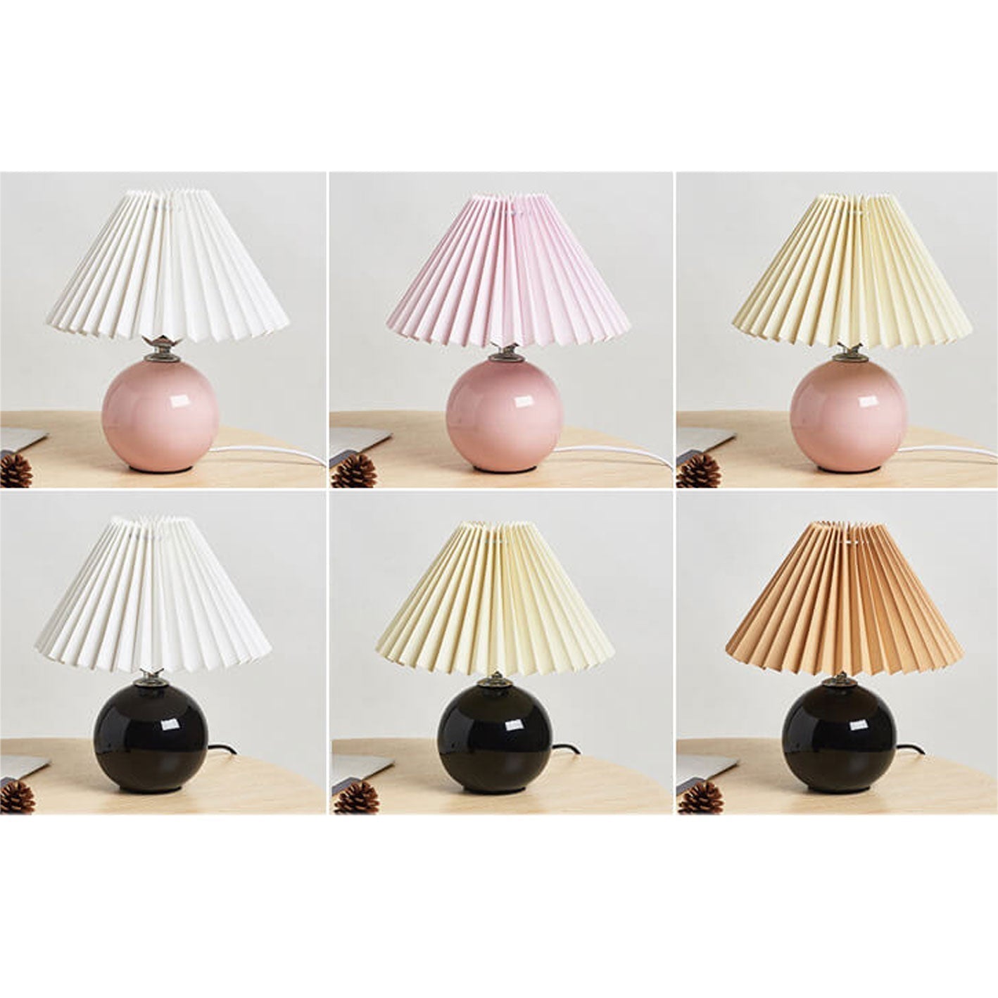 Nordic Ceramic Table Lamp With Pleated Fabric Shade