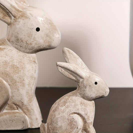 2pcs Rustic Wooden Easter Bunny Vintage Decor - D2NJ