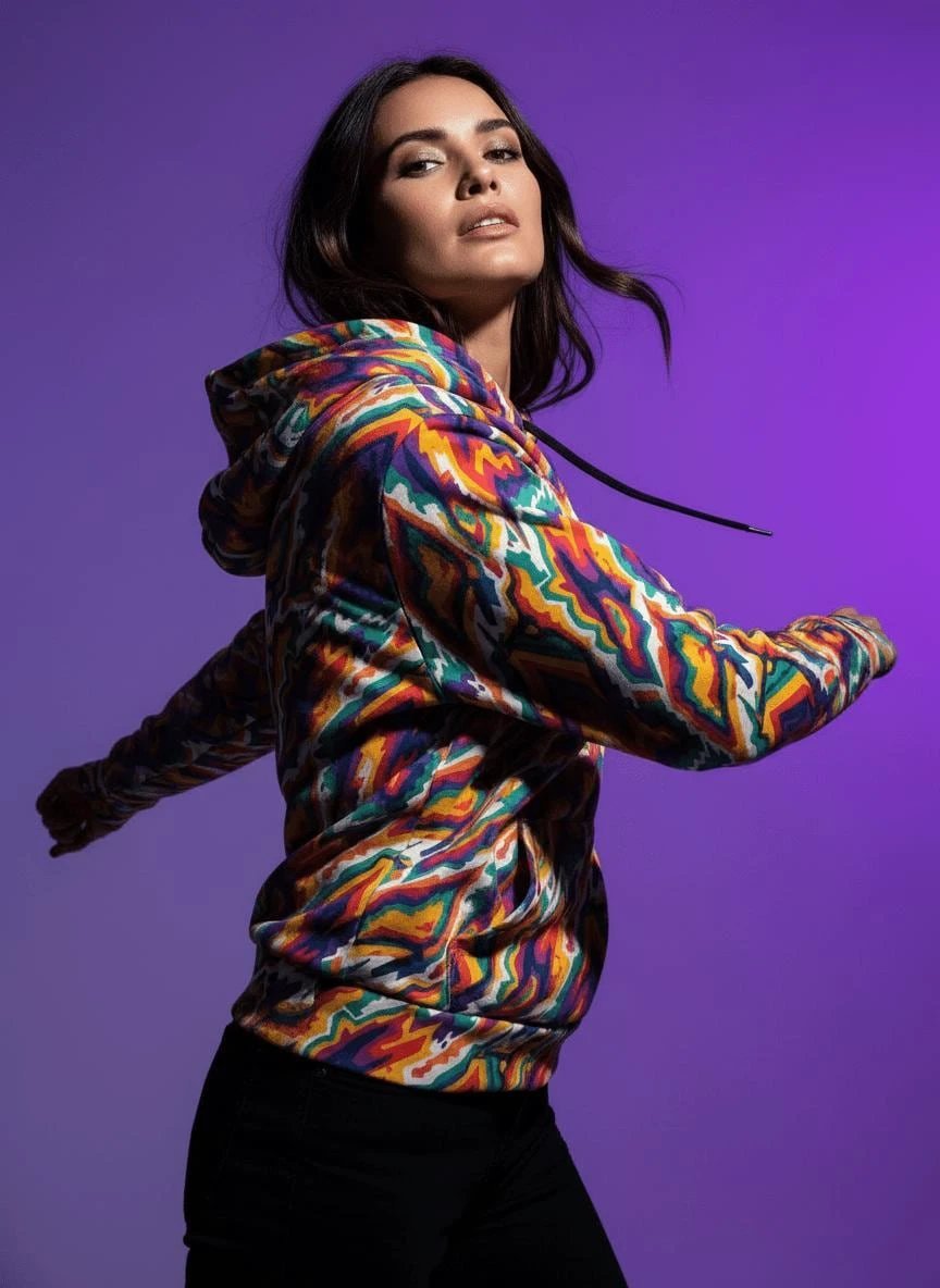 StreetsmArt Collage Athletic Hoodie | Bold AOP Recycled Performance Pullover for Gym & Street