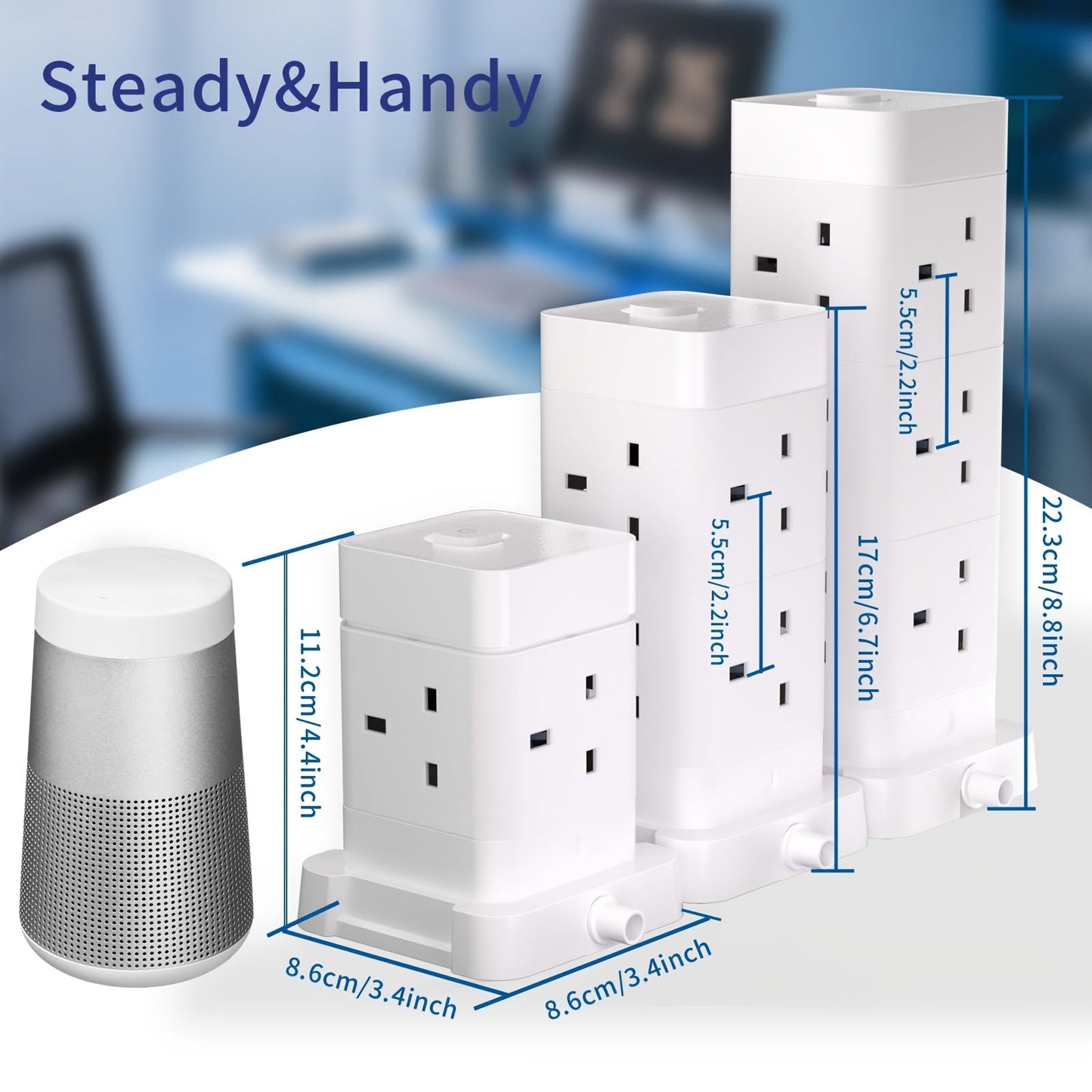 12-Outlet Tower Extension Lead with 4 USB Ports TJR3L6N