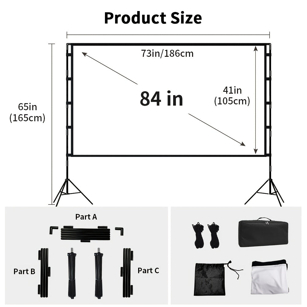 WEIJIEMING 4K HD Projector Screen with Stand, Foldable TJR5P2V
