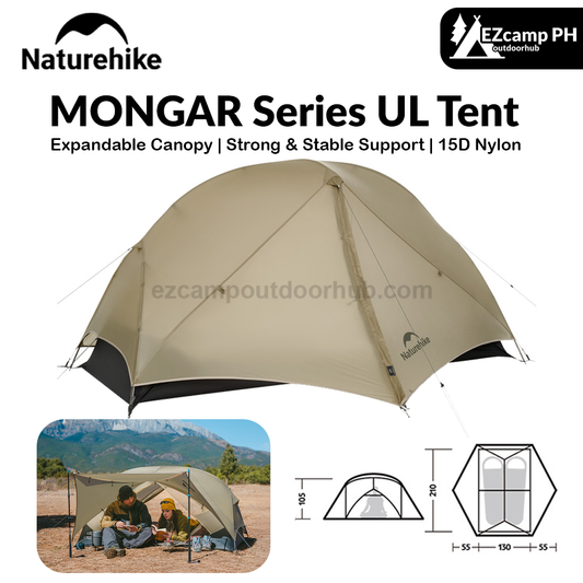 Naturehike MONGAR Series UL Tent Portable Ultralight 1 and 2 Person 15D Nylon Rainproof Expandable Canopy Double Layer Camping Outdoor Hiking Backpacking Cycling Tent