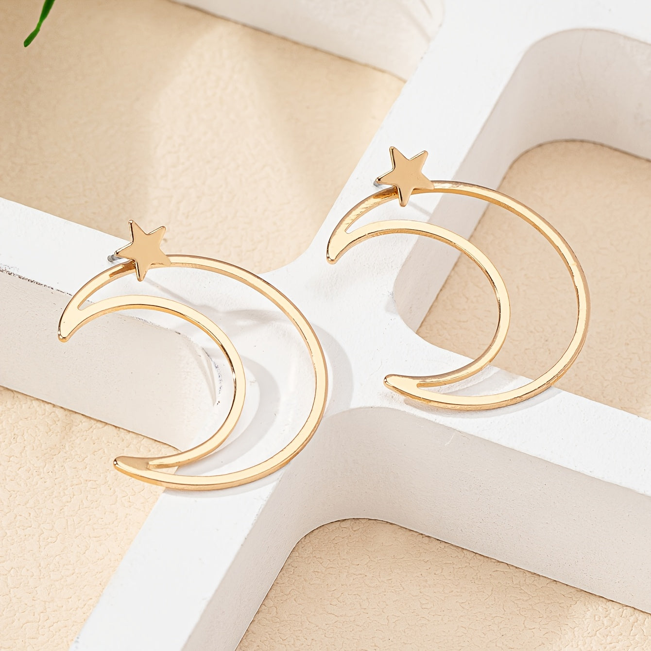 Star Moon Metal Earrings Set - NJ9696