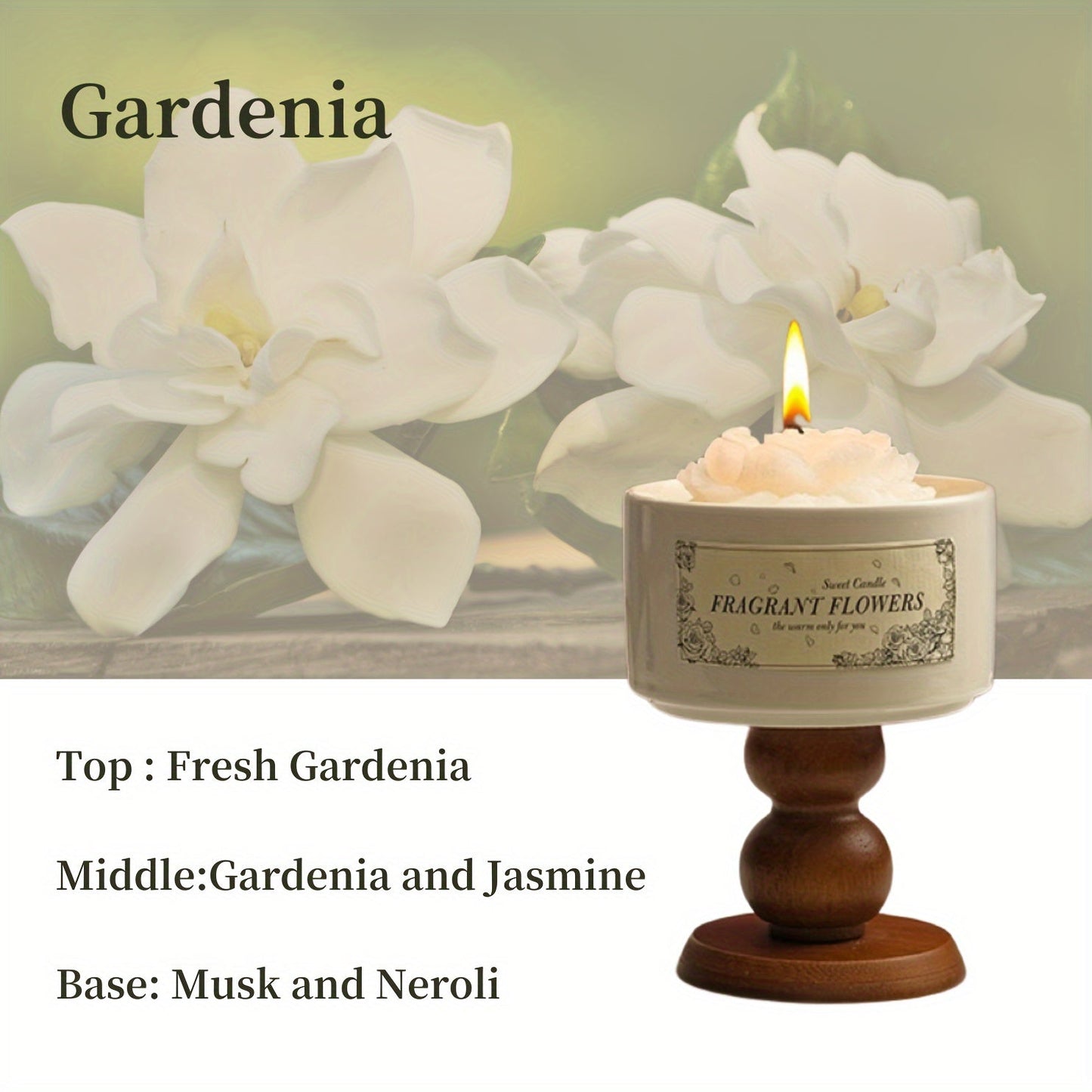 Luxurious Gardenia Candle 53oz Soy Wax  150 Hours Burn Perfect Gift-H7X4