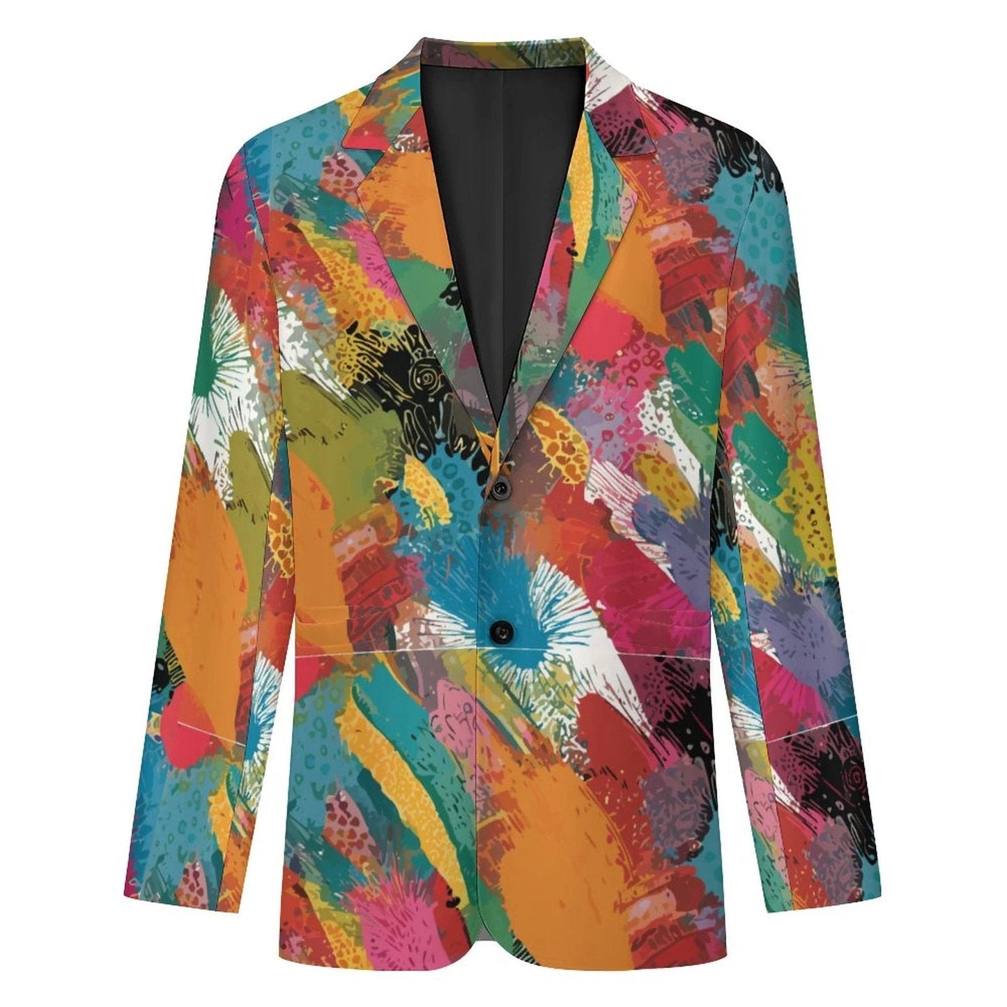 Maximalist Statement Blazer for Founders and Creatives — Abstract AOP Slim Fit Suit Jacket, Gallery Opening Formalwear, Entrepreneur Uniform