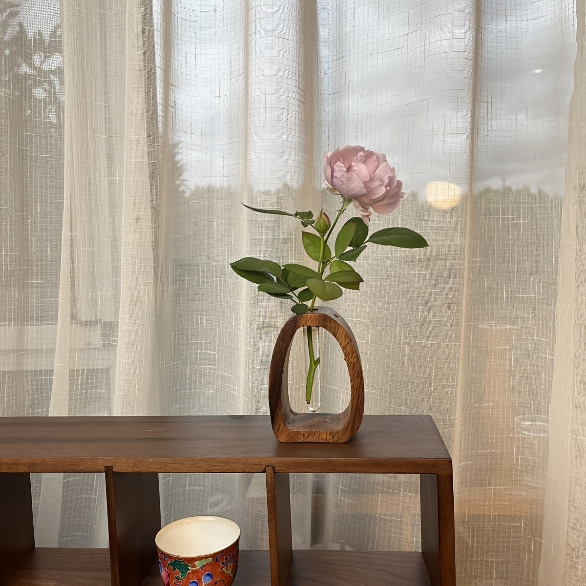 Walnut Geometric Art Vase for Hydroponic Plants TJR5M8P