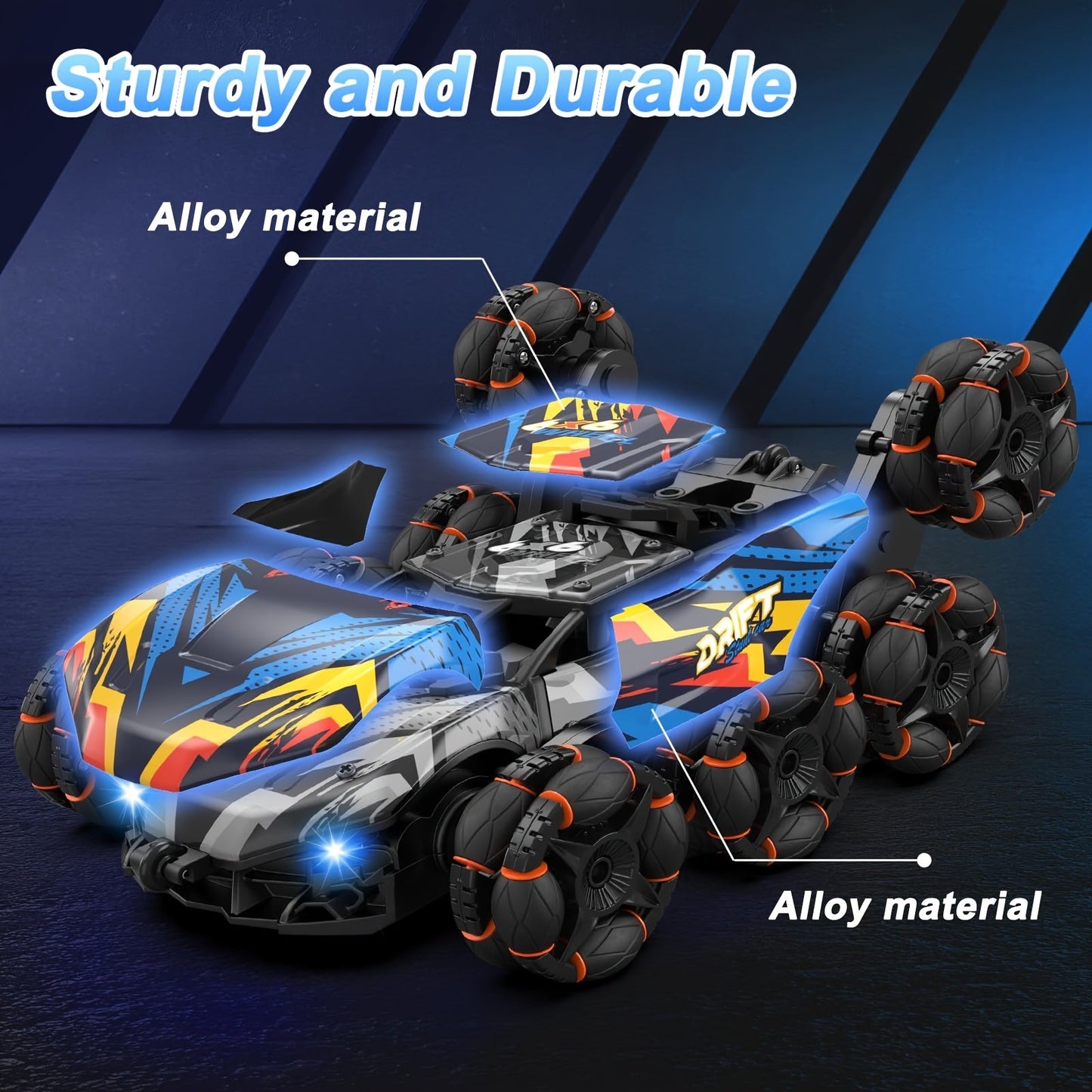 MESIONDY 2.4GHz RC Stunt Car with Music & Lights TJR7F3D