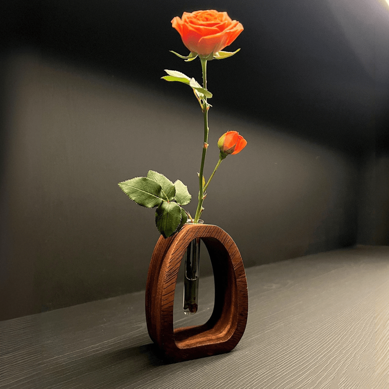 Walnut Geometric Art Vase for Hydroponic Plants TJR5M8P