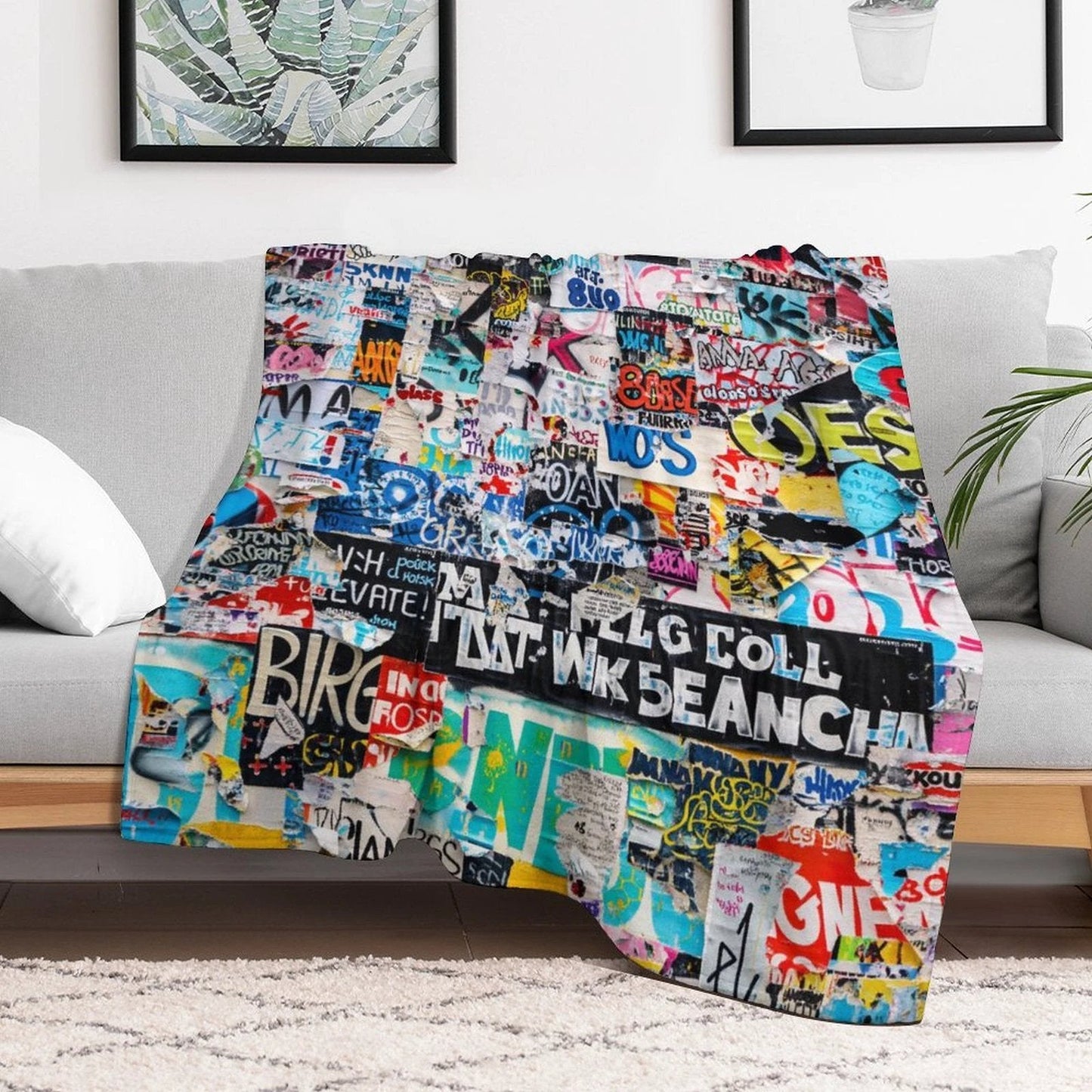 Maximalist AOP Flannel Throw Blanket 30"×40" | 280gsm Bold Full-Bleed Print — Statement Couch Throw, Wall Tapestry